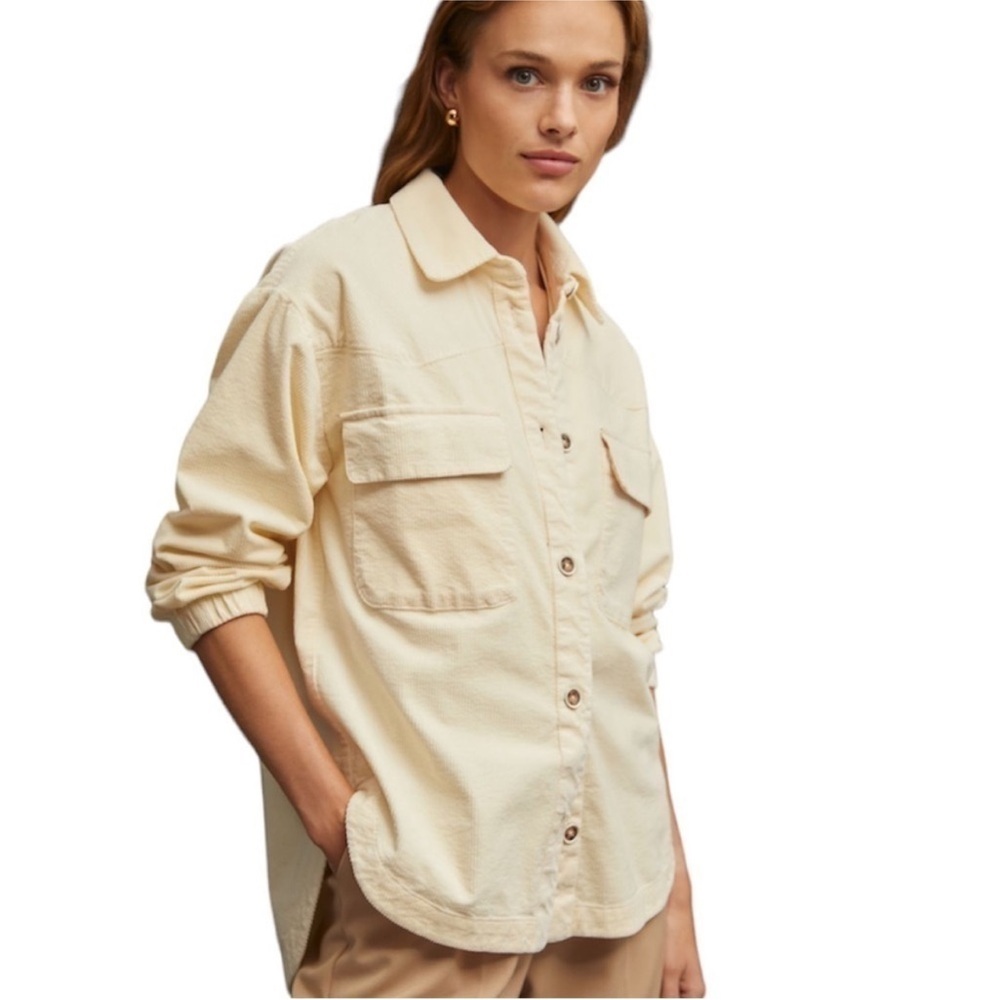 Anthropologie Maeve cream corduroy shirt - Small